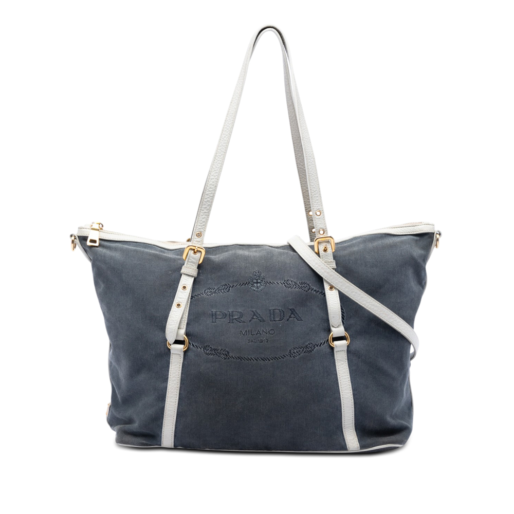Pre-Loved Prada Canvas Canapa Logo Satchel - Picture 1 of 6